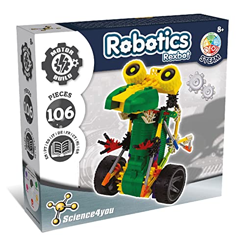 Science4you - Robotik Rexbot, EIN Roboter Bausatz mit 106 Stücke - Roboter Selber Bauen mit Dieser Elektronik Baukasten, Lernspiel UNT Konstruktionsspielzeug fur Kinder ab 8 Jahre von Science4you