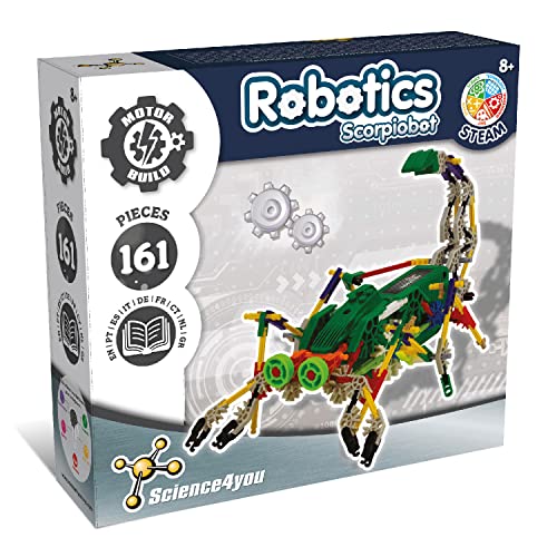 Science4you - Robotik Scorpiobot, EIN Roboter Bausatz mit 161 Stücke - Roboter Selber Bauen mit Dieser Elektronik Baukasten, Lernspiel UNT Konstruktionsspielzeug fur Kinder ab 8 Jahre von Science4you