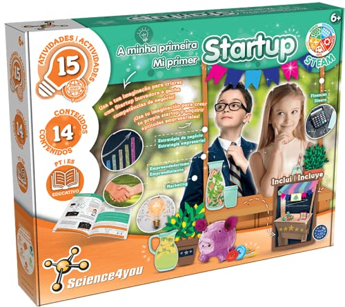 Science4you - Mein erstes Startup für Kinder 6+ Jahre - Kit mit 15 Experimenten und Aktivitäten: Erstellen Sie Ihr erstes Unternehmergeschäft - Lernspiele für Kinder + 6 Jahre, originelles Geschenk von Science4you