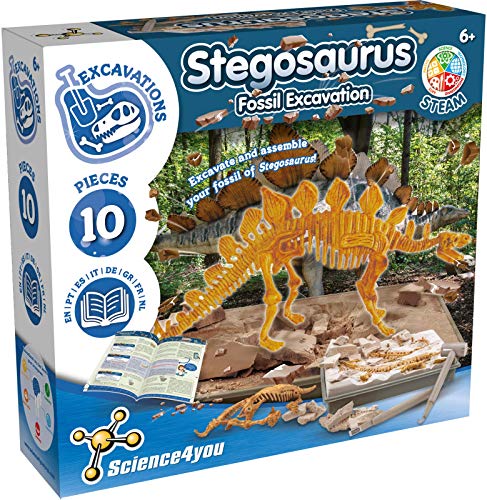 Science4you - Stegosaurus Dino Ausgrabungsset - Archeologie Set Fur Kinder mit 10 Teilen, Graben Sie Ihr Dinosaurier Spielzeug - Ideale Experimentierkasten, Geschenk und Dino Spiel für Kinder +6 Jahre von Science4you