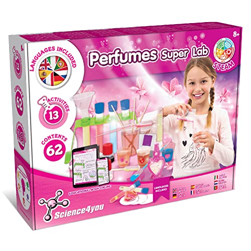 Science4you - Superparfümlabor für Kinder +8 Jahre - Parfüm Selber Machen Set Wissenschaftliches Kit mit 13 Experimenten, Herstellen - Chemielabor und Wissensch, Lernspiele von Science4you