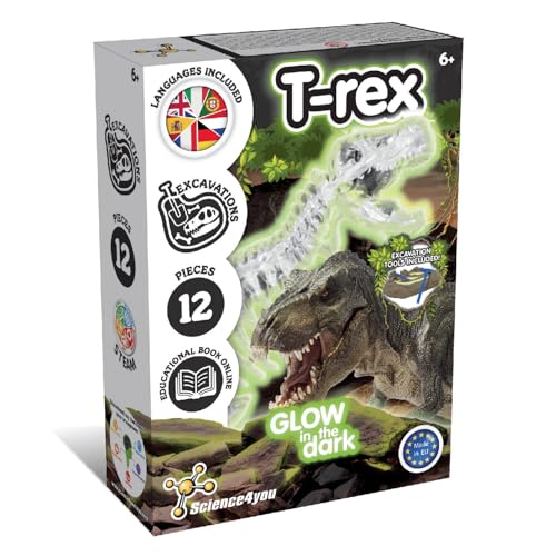 Science4you T Rex Dinosaurier Ausgrabungsset für Kinder ab 6 - Dinosaurier Spiel + Fossilien Ausgrabungsset für Kinder das im Dunkeln Leuchtet mit Dino Spiel, Dino Geschenk für Kinder ab 6 7 8+ Jahre von Science4you