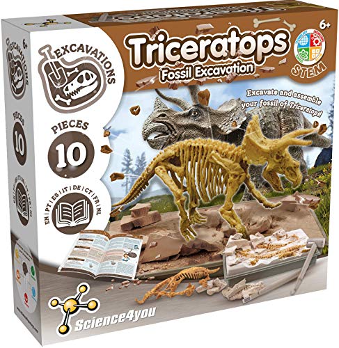 Science4you - Triceratops Dino Ausgrabungsset - Archeologie Set Fur Kinder mit 10 Teilen, Graben Sie Ihr Dinosaurier Spielzeug - Ideale Experimentierkasten, Geschenk und Dino Spiel für Kinder +6 Jahre von Science4you