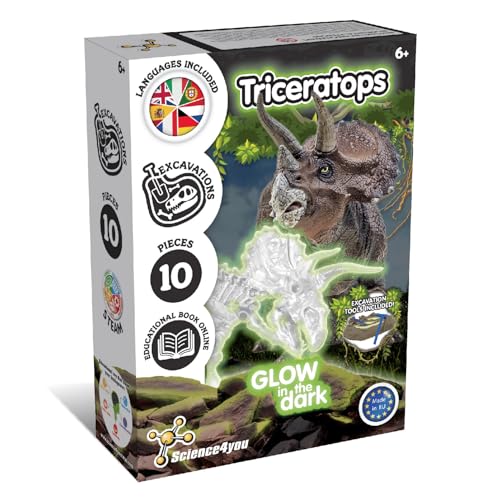 Science4you Triceratops Dino Ausgrabungsset - Fossilien Ausgrabungsset für Kinder ab 6, Dinosaurier Spielzeug das im Dunkeln Leuchtet, Geschenk und Dino Spiel für Junge und Mädchen +6 Jahre, Mittel Science4you Triceratops Dino Ausgrabungsset - Fossilien Ausgrabungsset für Kinder ab 6, Dinosaurier Spielzeug das im Dunkeln Leuchtet, Geschenk und Dino Spiel für Junge und Mädchen +6 Jahre, Mittel von Science4you