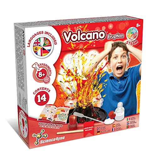 Science4you - Vulkan Experiment für Kinder ab 8 Jahren - Tischvulkan für Kinder: Bauen Sie Ihren Vulkanausbruch - Vulkan Spielzeug und Chemiebaukasten mit 8 Experimente für Kinder ab 8 9 10 Jahren von Science4you
