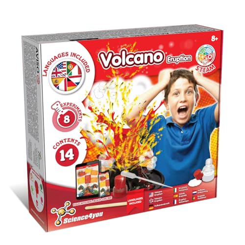 Science4you Vulkan Experiment für Kinder ab 8+ - Tischvulkan für Kinder: Bauen Sie Ihren Vulkanausbruch - Vulkan Spielzeug und Chemiebaukasten mit 8 Experimente für Jungen & Mädchen ab 8 9 10 Jahren von Science4you
