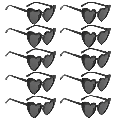10 Stück Herz Sonnenbrille Schwarz, Herzsonnenbrillen Set, Brille Herzform, Sonnenbrille Hochzeit, Partybrille, 18 mm Breite, 60 mm Höhe, 140 mm Bügellänge 10 Stück Herz Sonnenbrille Schwarz, Herzsonnenbrillen Set, Brille Herzform, Sonnenbrille Hochzeit, Partybrille, 18 mm Breite, 60 mm Höhe, 140 mm Bügellänge von Scinzene