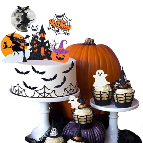 30 Stück Halloween Tortendeko, Halloween Cupcake Toppers, Halloween Deko Kuchen, Horror Für Halloween Dekoration, Fledermaus Themed Horror Party 30 Stück Halloween Tortendeko, Halloween Cupcake Toppers, Halloween Deko Kuchen, Horror Für Halloween Dekoration, Fledermaus Themed Horror Party von Scinzene