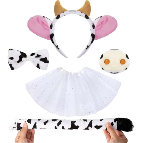 5 Stück Kuh Kostüm, Cow Costume, Kuh Kostüm Set Ohren, Schwanz Kuh Kleid Kostüm Set, Zubehör Für Kinder Halloween, Karneval Welttag Des Buches Cosplay, Aufkleber Kuh Kinderkostüm 5 Stück Kuh Kostüm, Cow Costume, Kuh Kostüm Set Ohren, Schwanz Kuh Kleid Kostüm Set, Zubehör Für Kinder Halloween, Karneval Welttag Des Buches Cosplay, Aufkleber Kuh Kinderkostüm von Scinzene
