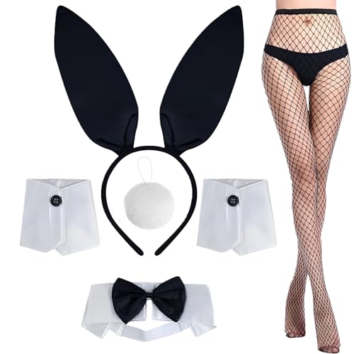 5 Stück Women's Bunny Costume Set Rabbit Ear Headband Collar Bow Tie Costume Cuffs Rabbit Tail For Easter Party, Bunny Kostüm Frauen, Hasenohren Kostüm, Hasenkostüm Erwachsene, Bunny, Bunny Suit 5 Stück Women's Bunny Costume Set Rabbit Ear Headband Collar Bow Tie Costume Cuffs Rabbit Tail For Easter Party, Bunny Kostüm Frauen, Hasenohren Kostüm, Hasenkostüm Erwachsene, Bunny, Bunny Suit von Scinzene