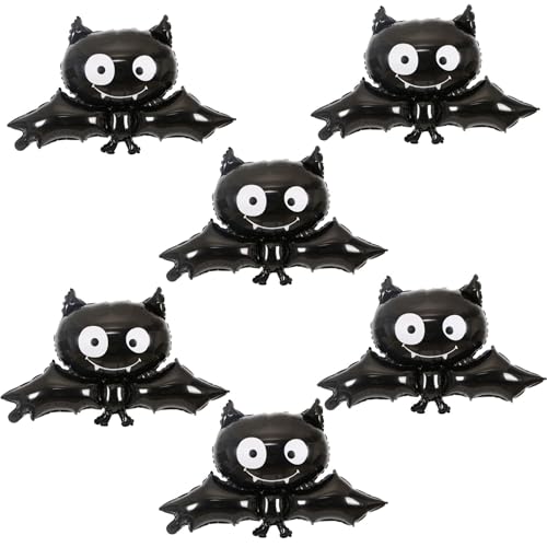 6 Stück Halloween Fledermaus Luftballons, Aufblasbar Deko, Horror Party Garten Dekoration (Schwarze Fledermaus) von Scinzene