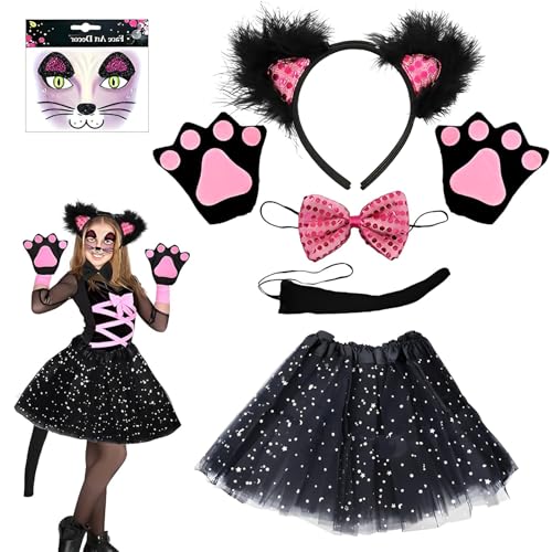 Katzenkostüm6 Stücke Set, 1 Stirnband+1 Krawatte+1 Schwanz+1 Rock+1 Paar Handschuhe+1 Aufkleber, Katzenkostüm Kinder, Katzen Kostüme, Cat Noir Kostüm Für Kinder, Tierkostüm Set Für Kinder Katzenkostüm6 Stücke Set, 1 Stirnband+1 Krawatte+1 Schwanz+1 Rock+1 Paar Handschuhe+1 Aufkleber, Katzenkostüm Kinder, Katzen Kostüme, Cat Noir Kostüm Für Kinder, Tierkostüm Set Für Kinder von Scinzene
