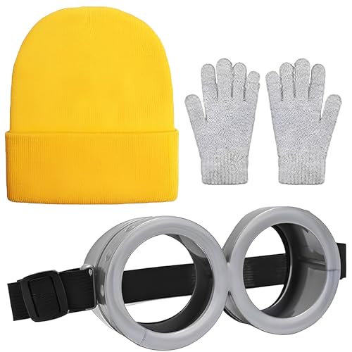 Scinzene 3 Stück Herren Kostüm Zubehör, Steampunk Brille Brille Gelb Beanie Strickmütze Schwarz Handschuhe für Männer für Cosplay, Erwachsene Kostüm Zubehör für Halloween Cosplay Scinzene 3 Stück Herren Kostüm Zubehör, Steampunk Brille Brille Gelb Beanie Strickmütze Schwarz Handschuhe für Männer für Cosplay, Erwachsene Kostüm Zubehör für Halloween Cosplay von Scinzene