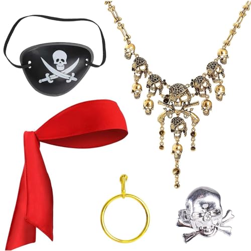 Scinzene 5 Stück Pirat Accessories, Piratenkostüm Damen, Piratenkostüm Herren, Pirat, Augenklappe Pirat, Piraten Kostüm, Piraten Kostüm, Piratentuch, Piraten Kopftuch, für Halloween Cosplay Party Scinzene 5 Stück Pirat Accessories, Piratenkostüm Damen, Piratenkostüm Herren, Pirat, Augenklappe Pirat, Piraten Kostüm, Piraten Kostüm, Piratentuch, Piraten Kopftuch, für Halloween Cosplay Party von Scinzene