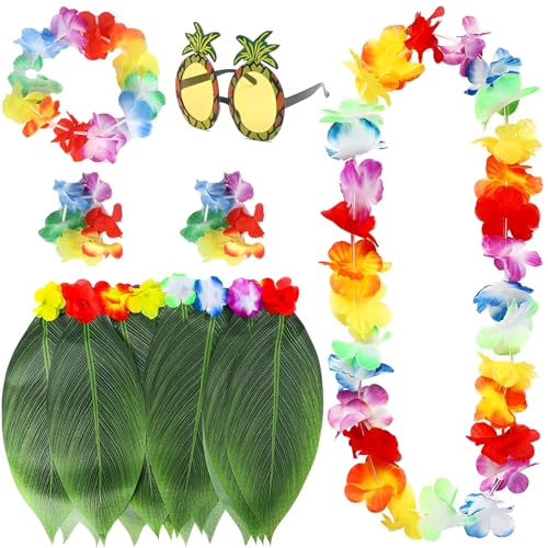 Scinzene 6 Stück Hawaii Outfit Damen-Set, Blätterrock Mit Hawaii Kette Blumen, Ananas Sonnenbrille, Kopfbedeckungen, Armband, Für Hawaii Tropisch Geburtstag Party Accessoires Hawaii Deko Scinzene 6 Stück Hawaii Outfit Damen-Set, Blätterrock Mit Hawaii Kette Blumen, Ananas Sonnenbrille, Kopfbedeckungen, Armband, Für Hawaii Tropisch Geburtstag Party Accessoires Hawaii Deko von Scinzene