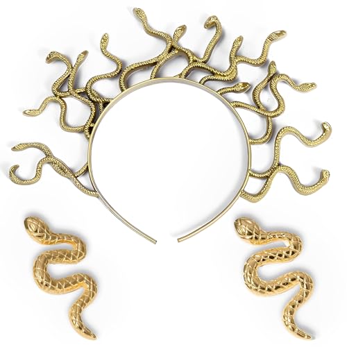Scinzene Medusa Kopfschmuck Mit 1 Paar Schlangenohrringe, Medusa Kostüm Damen Zubehör, Medusa Haarreif, Medusa Schlange, Medusa Krone, Für Party-Kostüme, Karneval, Halloween, Cosplay-Zubehör-Set Scinzene Medusa Kopfschmuck Mit 1 Paar Schlangenohrringe, Medusa Kostüm Damen Zubehör, Medusa Haarreif, Medusa Schlange, Medusa Krone, Für Party-Kostüme, Karneval, Halloween, Cosplay-Zubehör-Set von Scinzene