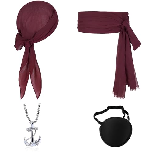 Scinzene 4PCS Mittelalter Piratenkostüm Zubehör Set, Damen & Herren, Pirate Accessories für Karneval, Cosplay & Party Scinzene 4PCS Mittelalter Piratenkostüm Zubehör Set, Damen & Herren, Pirate Accessories für Karneval, Cosplay & Party von Scinzene