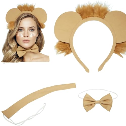 4 Stück Karneval Kostüm Set Tier Haarreif mit Ohren Schwanz Fliege Löweohren Stirnband Cosplay Straßenkarneval Party Zubehör für Erwachsene Kinder Karneval Halloween Maskerade Kindergeburtstag 4 Stück Karneval Kostüm Set Tier Haarreif mit Ohren Schwanz Fliege Löweohren Stirnband Cosplay Straßenkarneval Party Zubehör für Erwachsene Kinder Karneval Halloween Maskerade Kindergeburtstag von Scinzene