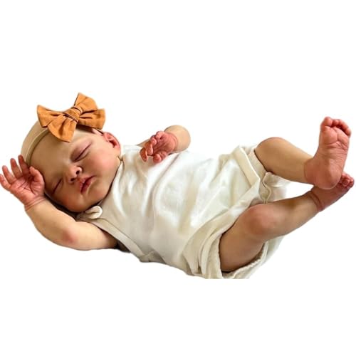 Scnbom 18zoll 46cm Reborn Babys mädchen lebensechte babypuppen vollsilikon Puppen wie echtes Toddler Junge von Scnbom