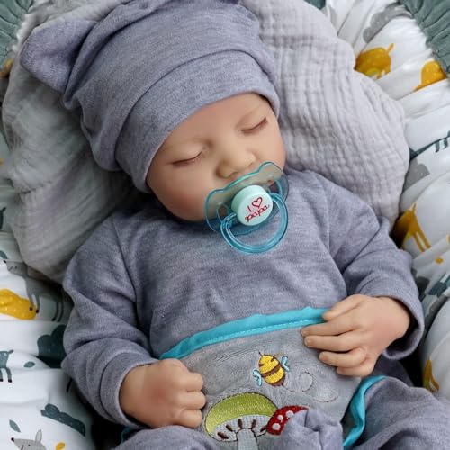 Scnbom 19zoll 48cm Puppen Reborn Babys mädchen vollsilikon lebensechte babypuppen wie echtes Toddler Junge von Scnbom