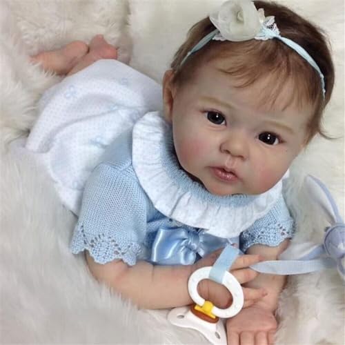 Scnbom 20zoll 50cm Puppen Reborn Babys vollsilikon mädchen lebensechte babypuppen wie echtes Toddler Junge von Scnbom