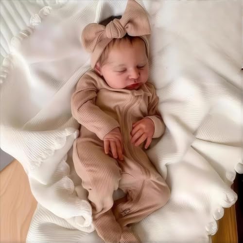 Scnbom 20zoll 50cm Reborn Babys mädchen lebensechte babypuppen vollsilikon wie echtes Puppen Toddler Junge Augen schließen von Scnbom