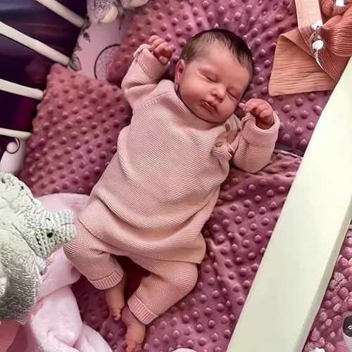 Scnbom 20zoll 50cm Reborn Babys mädchen vollsilikon Puppen lebensechte babypuppen Schlaf wie echtes Toddler Junge Augen schließen von Scnbom
