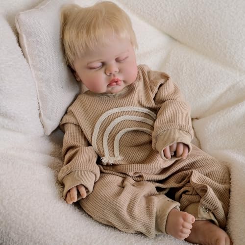 Scnbom Reborn Babys lebensechte babypuppen Madchen 19zoll 48cm wie echtes Puppen silikon Toddler von Scnbom
