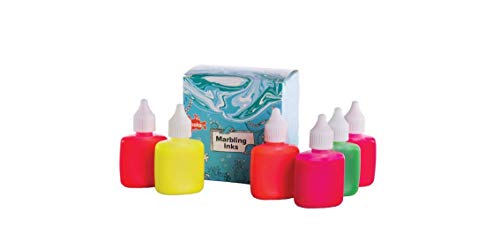 Scolaquip Marbling Tinte Verschiedene Leuchtfarbe, 6 x 25ml, Supplies Educational Kunst für Kinder von Scola