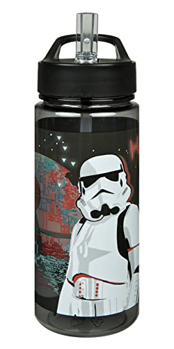 AERO Trinkflasche Star Wars - Trinkflasche für Kinder mit Motiv - Wasserflasche aus Kunststoff BPA frei - ca. 500ml Fassungsvermögen - integrierter Strohhalm - ideal für Kindergarten und Schule von Scooli