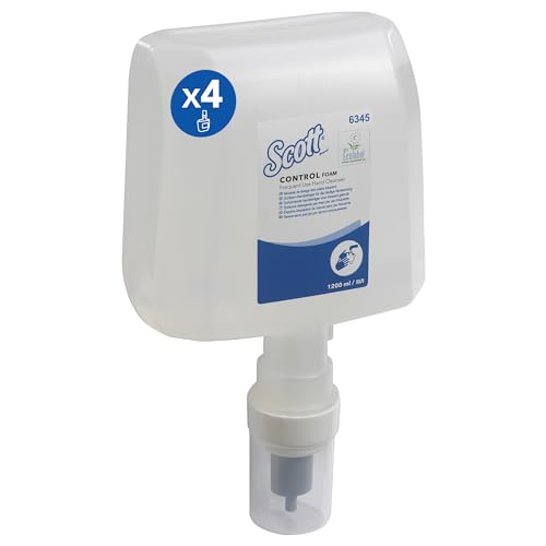 Scott Control Schaumhandseife für häufige Anwendung 6345 – unparfümierter Schaumhandseife – 4 x 1,2 Liter, Nachfüllbehälter farbloser Handreiniger von SCOTT CONTROL