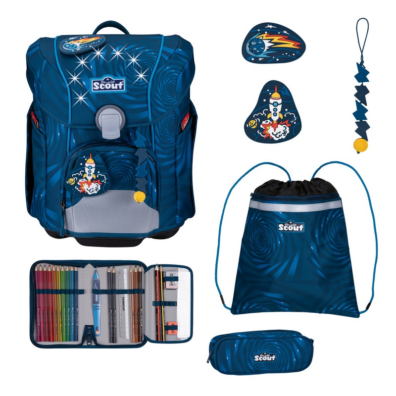 Scout Schulranzen Set Micro Exklusiv LED Rocket Rider 4-tlg. von Scout