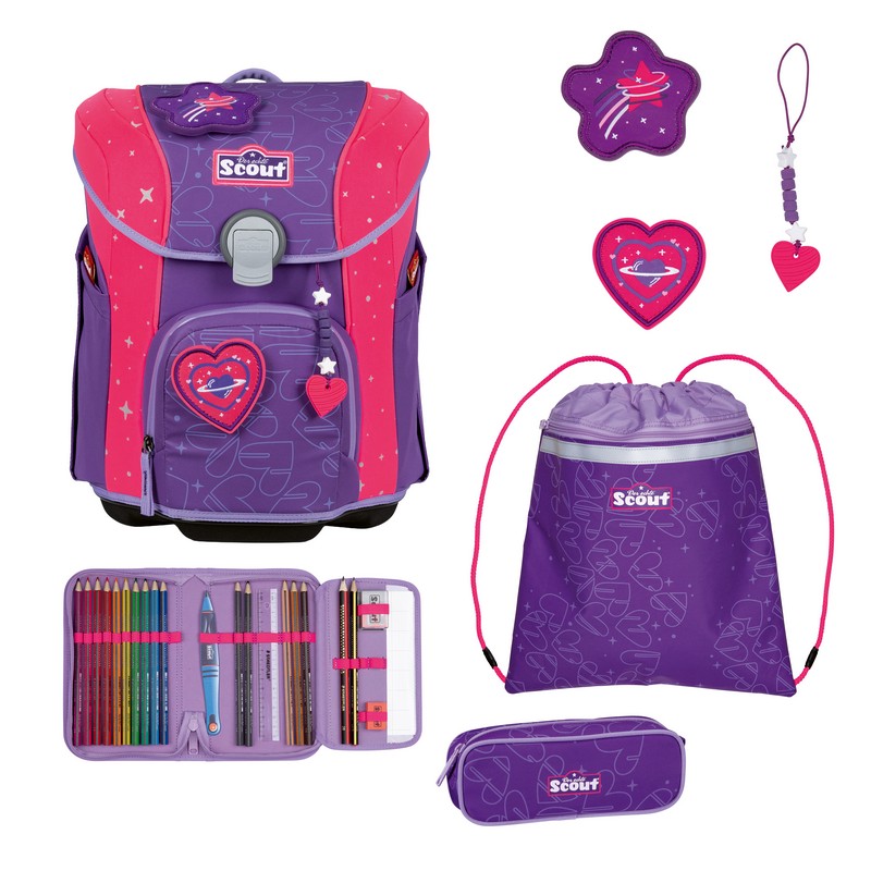 Scout Schulranzen Set Micro Exklusiv Superflash Extreme Heartbeat 4-tlg. von Scout