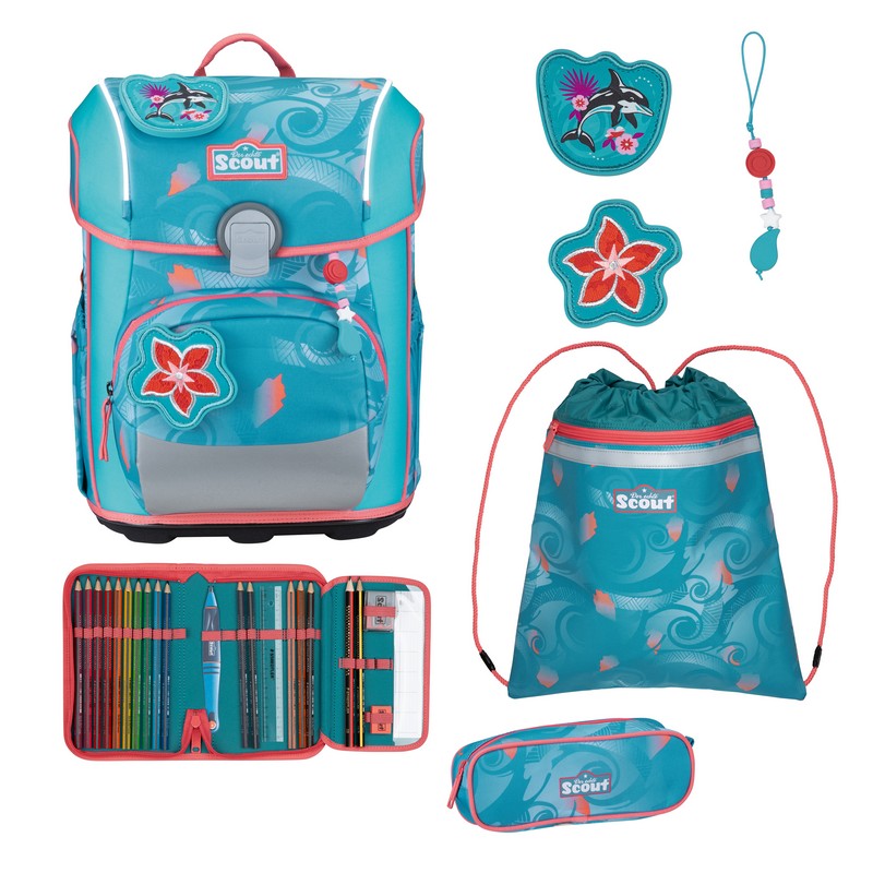 Scout Schulranzen Set Neo Exklusiv Safety Light Aloha 4-tlg. von Scout