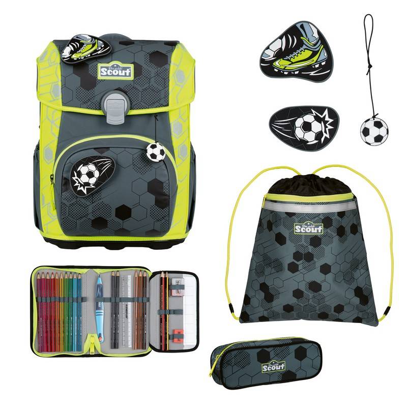 Scout Schulranzen Set Neo Exklusiv Superflash Extreme Soccer Star 4-tlg. von Scout