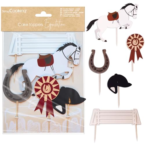 ScrapCooking Cake Toppers Reiten – Dekoration für Kuchen & Cupcakes aus Papier – Pferd, Hufeisen, Hindernis – Deko Geburtstag – 4947 von ScrapCooking