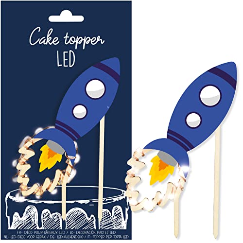 Scrapcooking - Cake Topper, LED, Rake, beleuchtet – Dekoration aus Holz, Geburtstag, Kinder, für Kuchen, Gebäck, Kakes & Desserts – Dekoration für Partys – 4968 von ScrapCooking