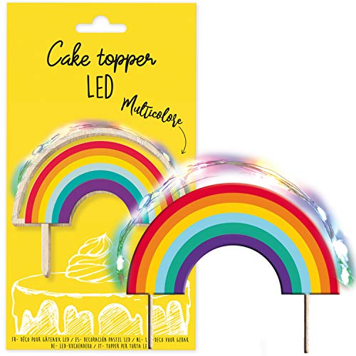 Scrapcooking – Cake Topper LED (Rainbow) – Thema Regenbogenfarben – Dekoration beleuchtet Holz Geburtstag für Kuchen, Torten, Gebäck, Kuchen & Desserts – Ornament-Zubehör – 4966 von ScrapCooking