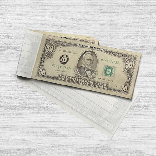 Scratch Cash Block 50 $ Dollar Old Style - 50 Banknoten zum Schreiben, Geld Gutscheine, Gutscheine, Gadget (tatsächliche Größe) von Scratch Lover