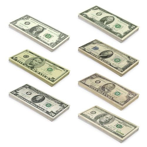 Scratch Cash Mini Bundle Old Style 175 - Falsche Banknoten 25 x $ 1, 2, 5, 10, 20, 50, 100 Dollar, Fac-Simile Dollar, tatsächliche Größe von Scratch Lover