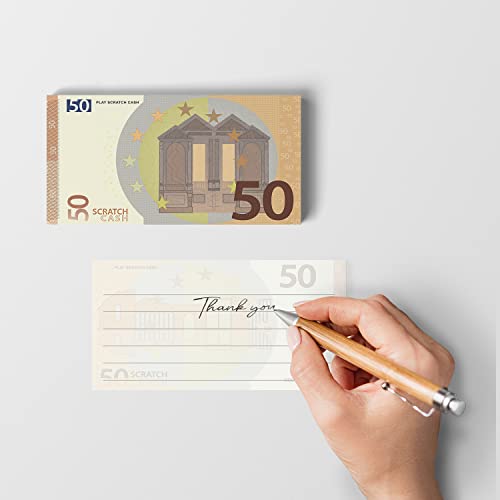 Scratch Cash Block 50 € Euro - 50 Banknoten, auf die Sie schreiben, Geld Gutscheine, Gutscheine, Gadget (tatsächliche Größe) von Scratch Lover
