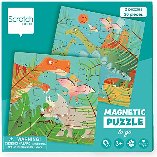 SCRATCH 276181151 Magnetpuzzle Dinosaurier, Ausklappbuch für daheim und unterwegs, Puzzle für Kinder ab 3 Jahren von Scratch Europe