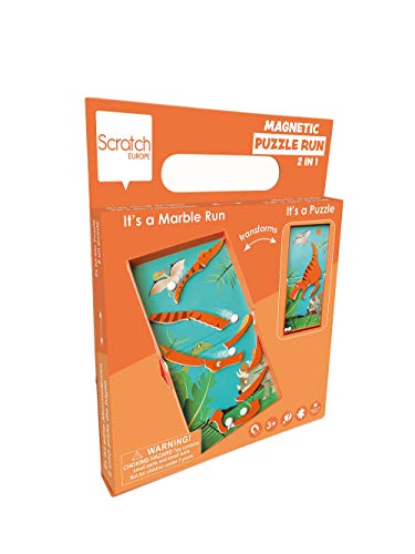 Scratch 276181173 Magnetspiel 2-in-1, Puzzle und Murmelbahn, Motiv: Dinosaurier, für Kinder ab 3 Jahren von Scratch Europe
