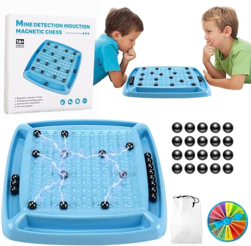 Schachbrett Magnetisch,Sctnny Magnetisches Schachspiel mit Strafe-Scheibe, Tisch-Magnetspiel, Magnet Schach Magnetsteine Spiel, Partyzubehör Set für Familientreffen, Reisen, Camping von Sctnny