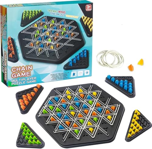 Sctnny Triggle Spiel Gummibänder, Ketten Dreieck Schachspiel, Spiel Mit GummibäNdern Dreieck, Interaktives Familienbrettspiel, Triggle-Gummibandspiel für Kinder und Erwachsene, 2 bis 4 Spieler von Sctnny
