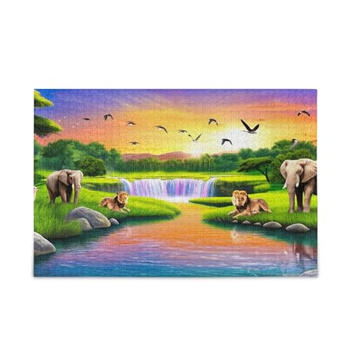 1000 Teile Puzzles für Erwachsene - Afrikanische Szene Tiere Elefanten Jigsaw Puzzles Lernspiel Puzzle Sammlerstücke DIY Spielzeug für Familie Freunde 1000 Teile Puzzles für Erwachsene - Afrikanische Szene Tiere Elefanten Jigsaw Puzzles Lernspiel Puzzle Sammlerstücke DIY Spielzeug für Familie Freunde von Scvgfdxzs
