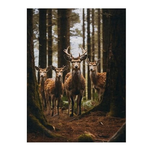 1000 Teile Puzzles für Erwachsene - Hirsch stehend im Wald Puzzle für Stressabbau und Freizeit Wohnkultur Sammlerstücke von Scvgfdxzs