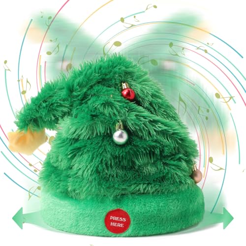 SdeNow Elektrische singende tanzende Weihnachtsmannmütze, 68,6 cm, schwingend, animierter Weihnachtsbaum-Hut, schüttelnd, interaktiv, musikalisch, Weihnachtsmütze für Kinder und Erwachsene SdeNow Elektrische singende tanzende Weihnachtsmannmütze, 68,6 cm, schwingend, animierter Weihnachtsbaum-Hut, schüttelnd, interaktiv, musikalisch, Weihnachtsmütze für Kinder und Erwachsene von SdeNow