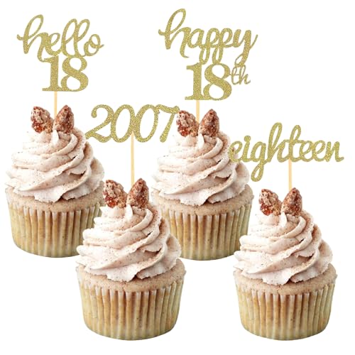 Sdhgerh 24 Stück 18. Geburtstag Cupcake Topper Glitzer Tortendeko 18 von 2007 Deko 18. Geburtstag Mädchen Junge für 18th Geburtstagsdeko Party Kuchendekoration Muffin Torten Deko Gold Sdhgerh 24 Stück 18. Geburtstag Cupcake Topper Glitzer Tortendeko 18 von 2007 Deko 18. Geburtstag Mädchen Junge für 18th Geburtstagsdeko Party Kuchendekoration Muffin Torten Deko Gold von Sdhgerh
