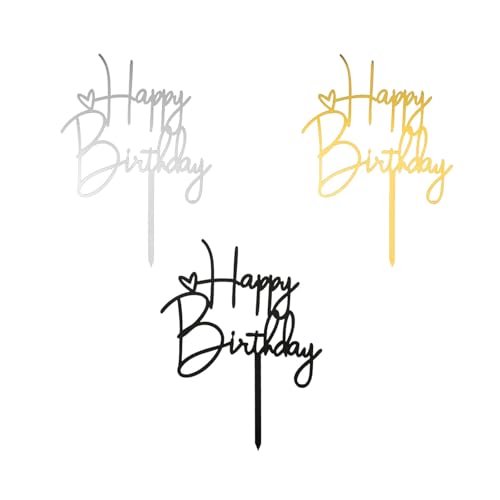 Sdhgerh 3 Stück Happy Birthday Tortendeko Acryl Tortenaufleger Torten Deko mit Herz Cake Topper Geburtstag Decorations für Mädchen Jungen Frauen Mann Gold Silber Schwarz 10 cm Sdhgerh 3 Stück Happy Birthday Tortendeko Acryl Tortenaufleger Torten Deko mit Herz Cake Topper Geburtstag Decorations für Mädchen Jungen Frauen Mann Gold Silber Schwarz 10 cm von Sdhgerh